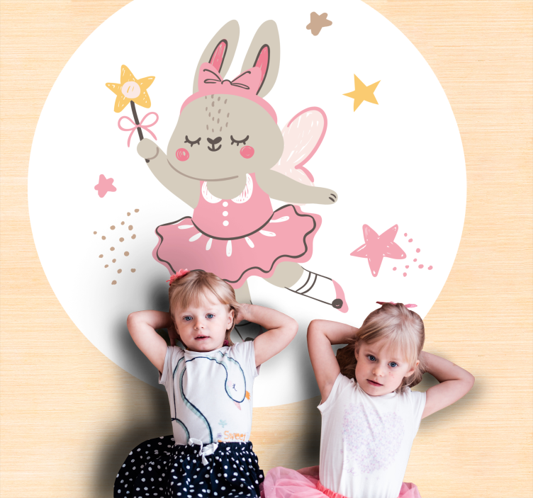 Tappeto vinile per bambini coniglio danzante con bacchetta - TenStickers
