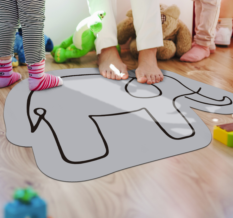 Tappeto vinile per bambini contorno di elefante - TenStickers