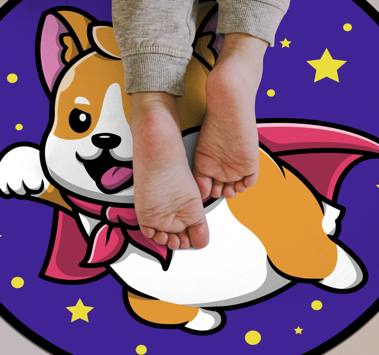 Tappeto vinile per bambini corgi supereroe - TenStickers