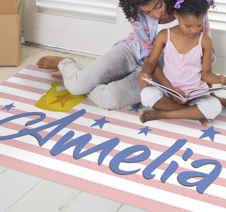 Tappeto vinile per bambini corona e stelle personalizzate - TenStickers