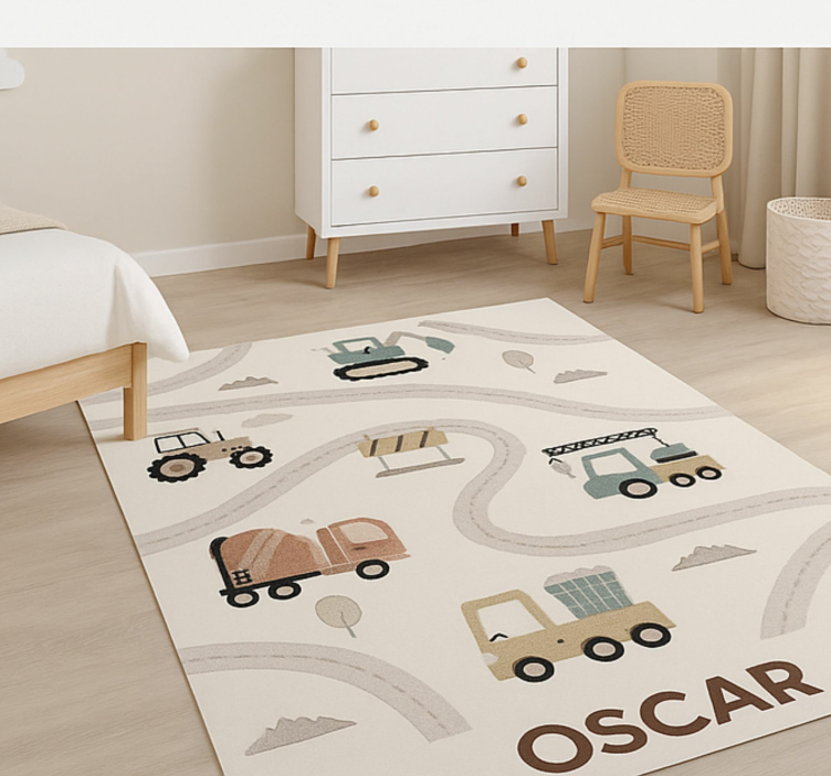 Tappeto vinile per bambini costruzione beige personalizzata - TenStickers