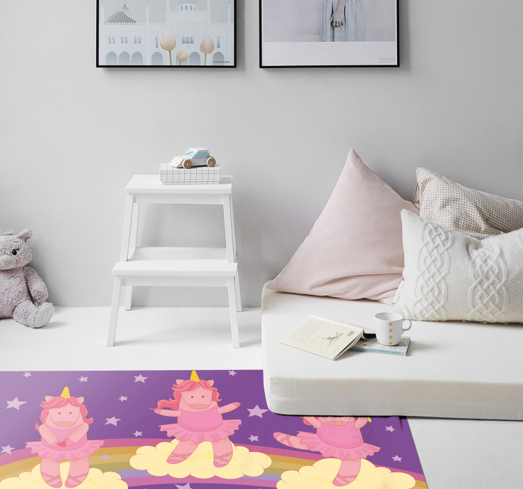 Tappeto vinile per bambini danza fantasy dell'unicorno - TenStickers