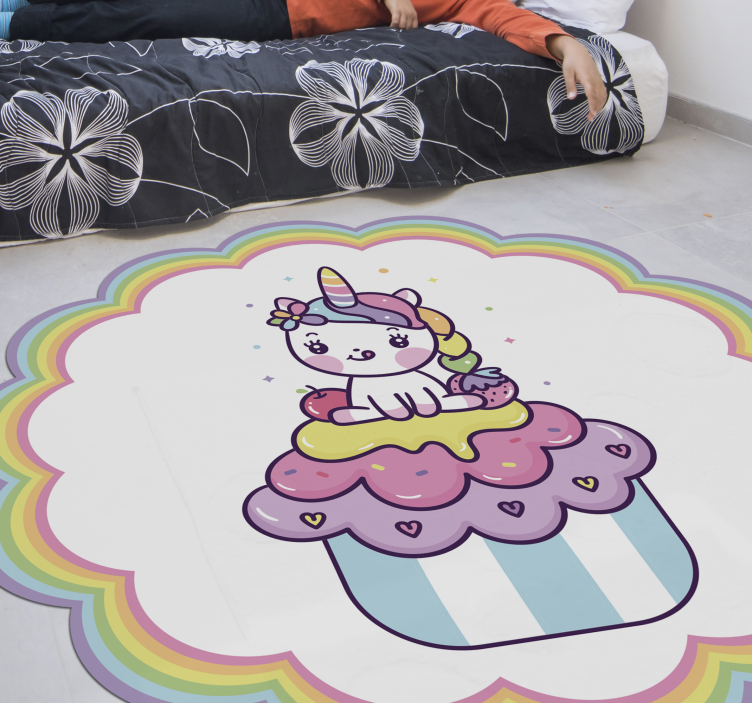Tappeto vinile per bambini unicorno in un cupcake - TenStickers