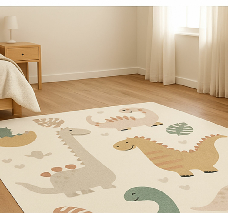 Tappeto vinile per bambini design giurassico beige - TenStickers