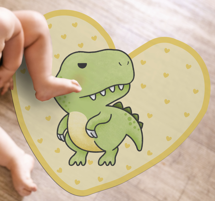 Tappeto vinile per bambini dinosauro a forma di cuore - TenStickers