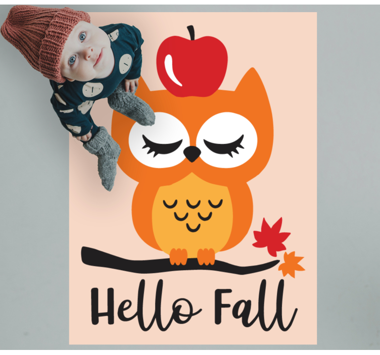 Tappeto vinile per bambini ciao gufo autunnale - TenStickers