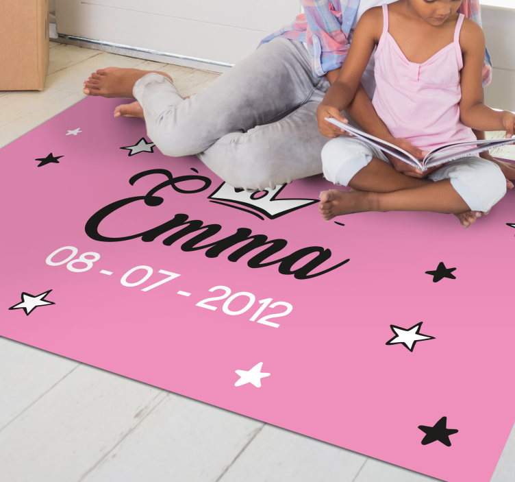 Tappeto vinile per bambini disegno rosa con nome - TenStickers