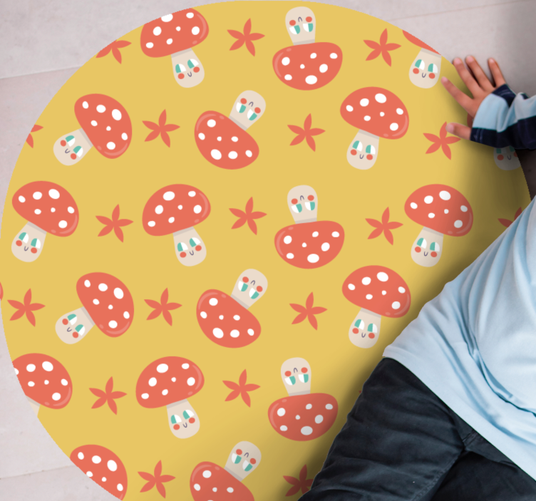 Tappeto vinile rotondo divertimento con i funghi - TenStickers