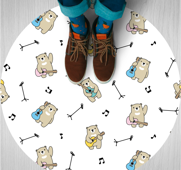 Tappeto vinile bebé divertimento musicale con l'orso - TenStickers