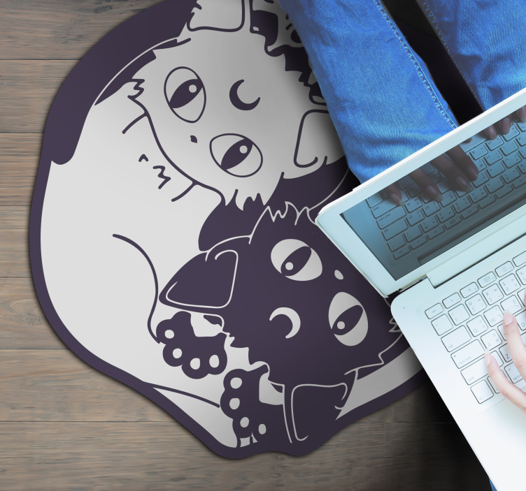 Tappeto vinile per bambini duo di gatti giocosi - TenStickers