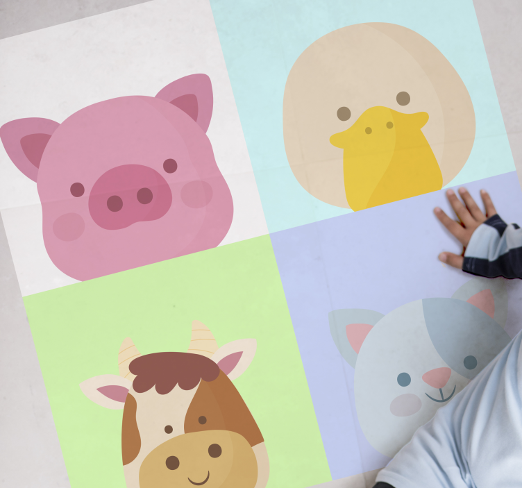 Tappeto vinile per bambini facce di animali carini - TenStickers