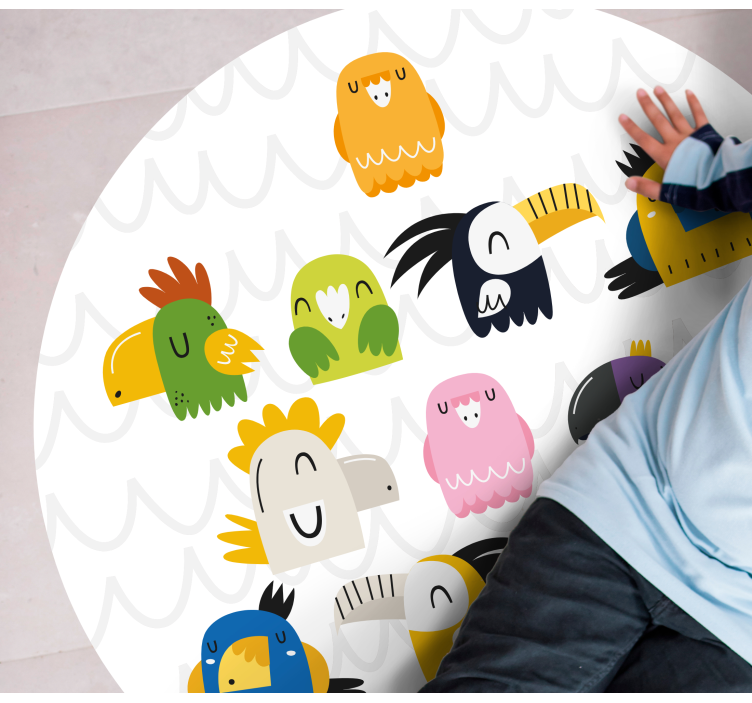 Tappeto vinile per bambini facce di uccelli colorati - TenStickers