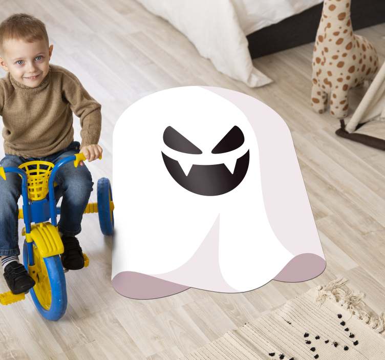 Tappeto vinile Halloween fantasma monocromatico - TenStickers
