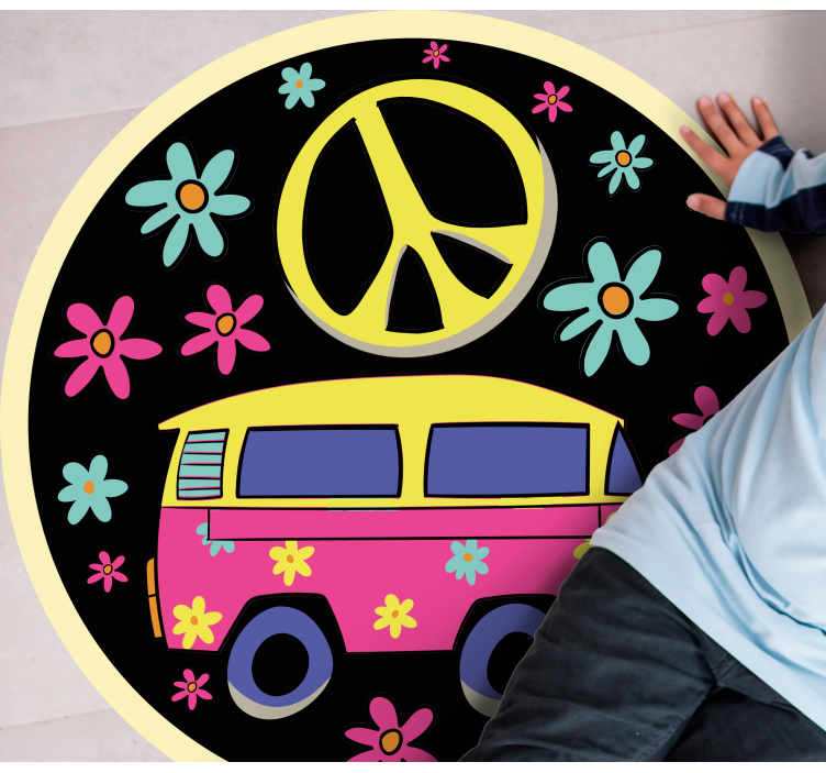 Tappeto vinile per bambini furgone flower power - TenStickers