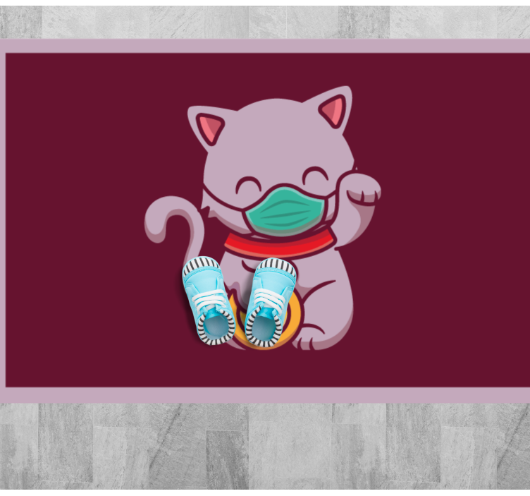 Tappeto vinile animali gatto che indossa una maschera - TenStickers