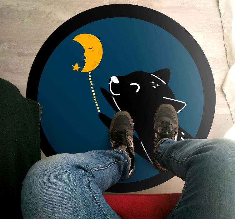 Tappeto vinile per bambini gatto illuminato dalla luna - TenStickers