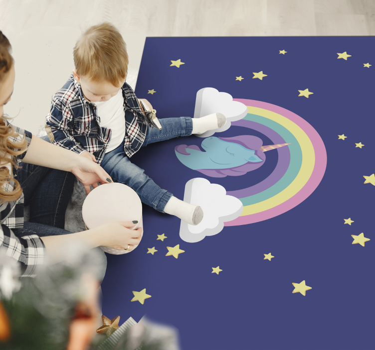Tappeto vinile per bambini grafica arcobaleno unicorno - TenStickers