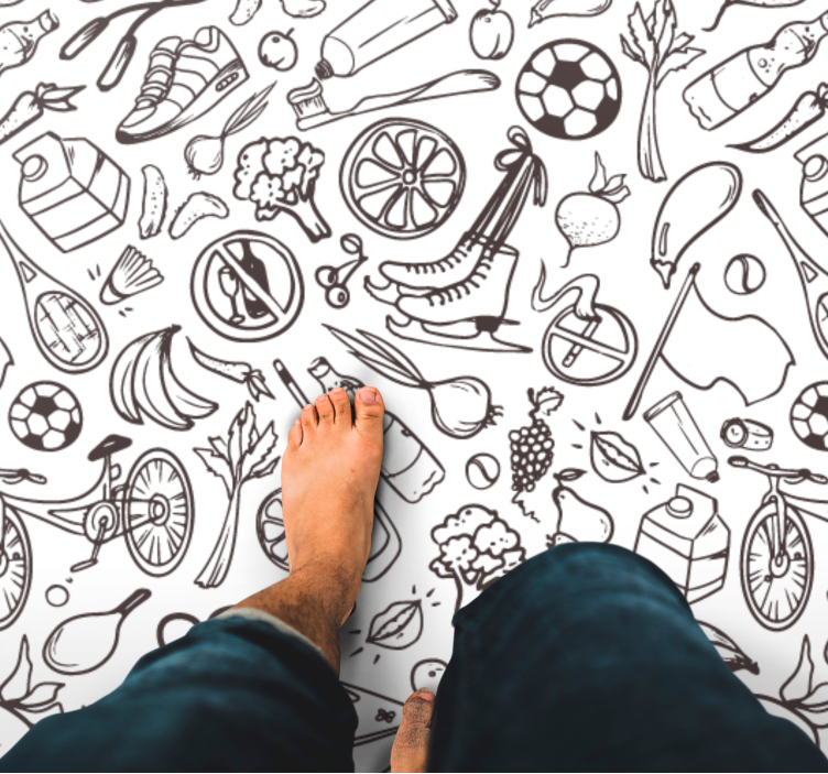 Tappeto vinile per bambini icone di stile di vita attivo - TenStickers