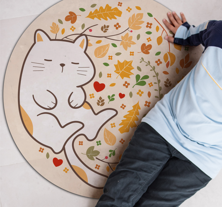 Tappeto vinile per bambini illustrazione del gatto autunnale - TenStickers