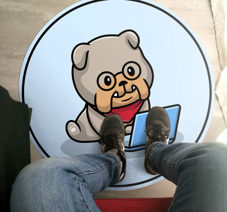 Tappeto vinile animali cucciolo con computer - TenStickers