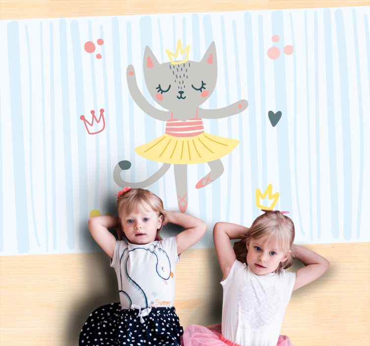 Tappeto vinile per bambini illustrazione di gatto danzante - TenStickers