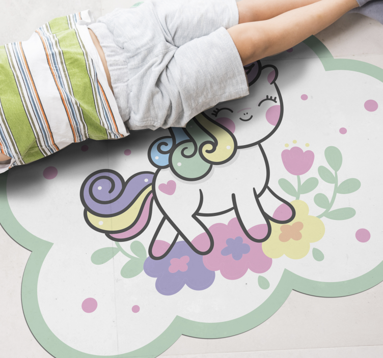 Tappeto vinile per bambini illustrazione di unicorno carino - TenStickers