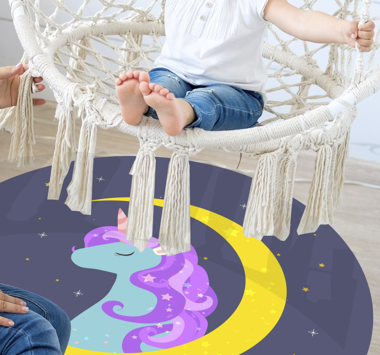 Tappeto vinile per bambini immagine di unicorno a mezzaluna - TenStickers
