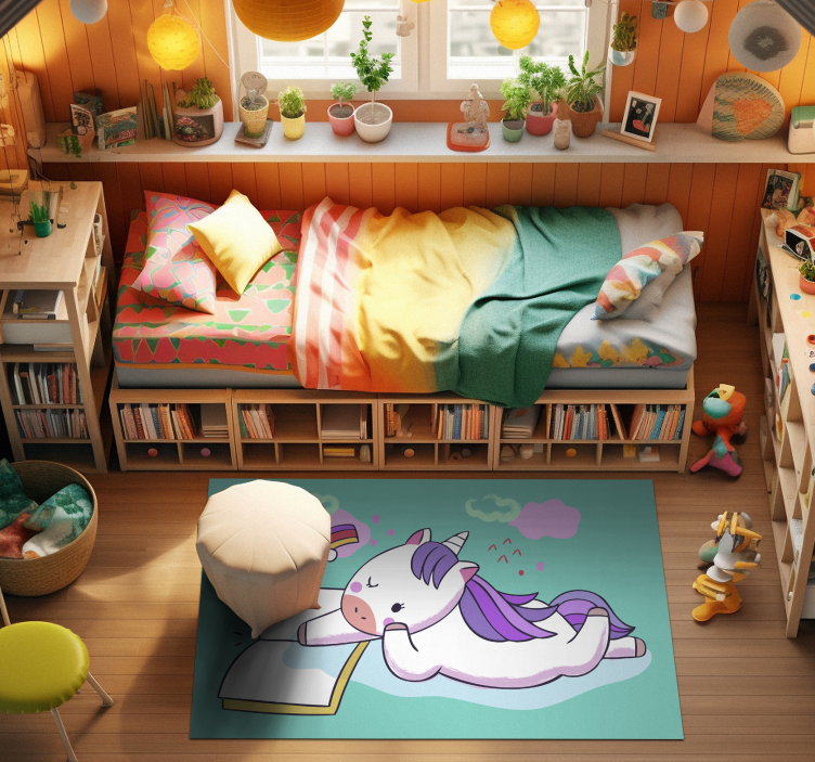 Tappeto vinile per bambini leggere l'unicorno - TenStickers