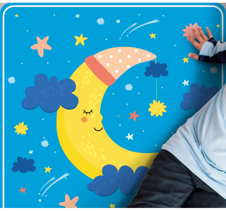 Tappetto vinile stelle luna sorridente - TenStickers