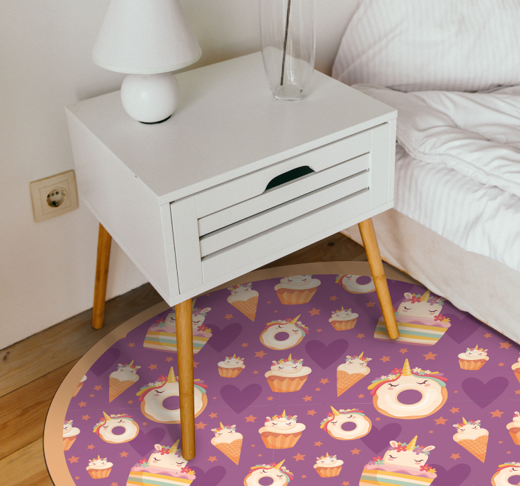 Tappeto vinile per bambini l'unicorno tratta in tondo - TenStickers