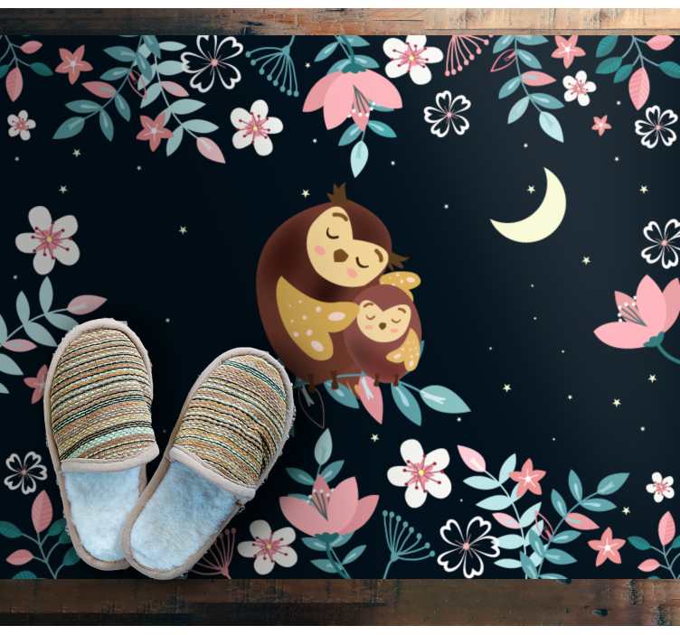 Tappeto vinile animali mamma gufo amore - TenStickers