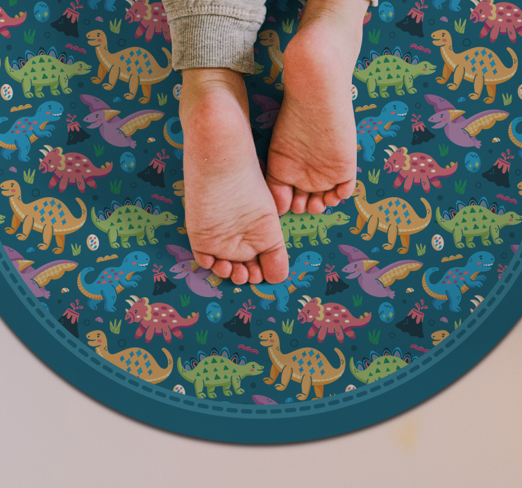 Tappeto vinile per bambini modello circolare di dinosauro - TenStickers