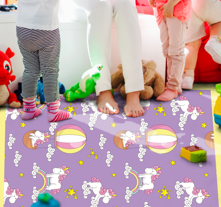 Tappeto vinile per bambini motivo unicorno giocoso - TenStickers