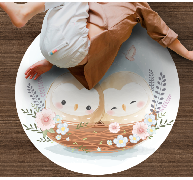 Tappeto vinile camera da letto coppia di gufi nidificano - TenStickers