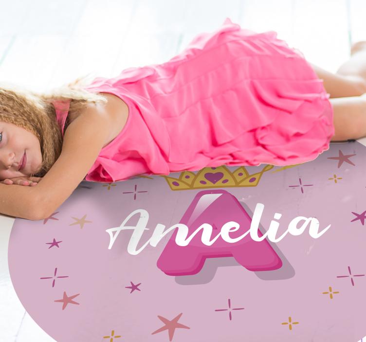 Tappeto vinile per bambini nome personalizzato principessa - TenStickers