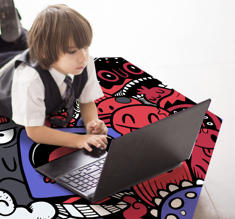 Tappeto vinile per bambini opere d'arte di mostri giocosi - TenStickers