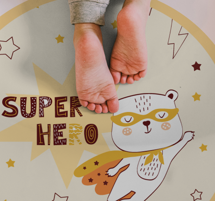 Tappeto vinile per bambini orso supereroe - TenStickers
