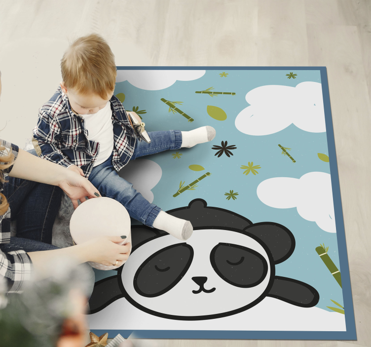 Tappeto vinile per bambini paesaggio da sogno del panda - TenStickers