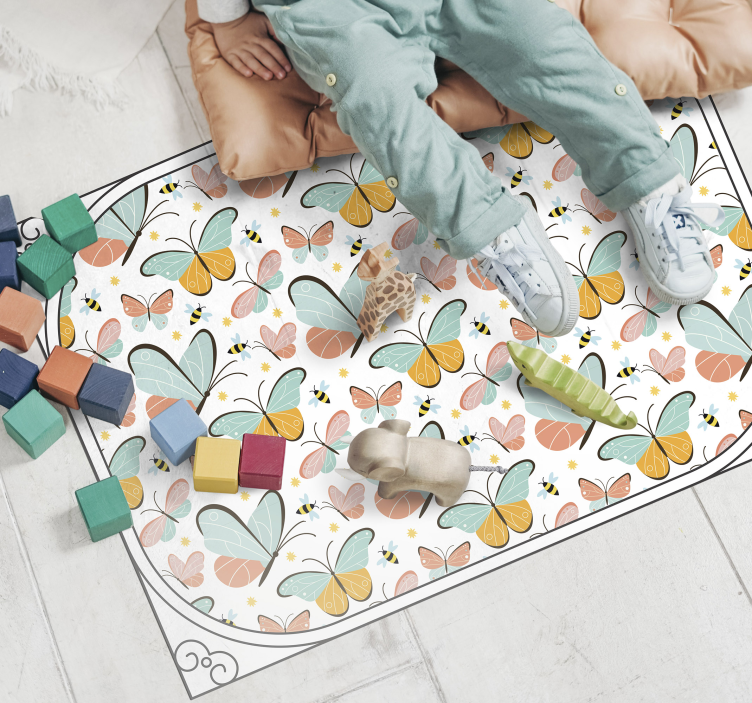 Tappeto vinile per bambini parco giochi per farfalle - TenStickers