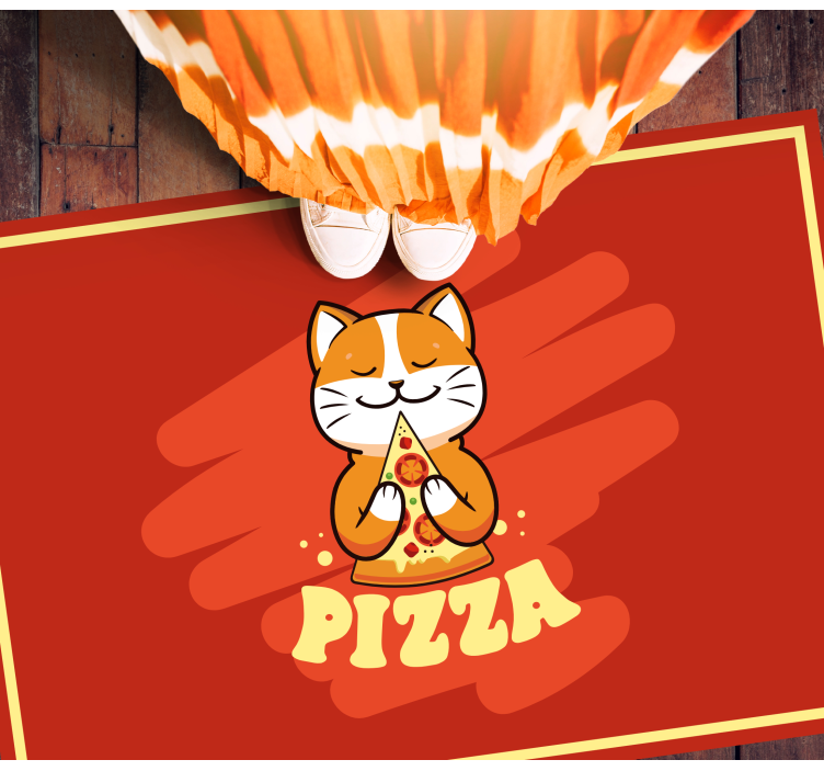Tappeto pvc cucina simpatico gatto con la pizza - TenStickers