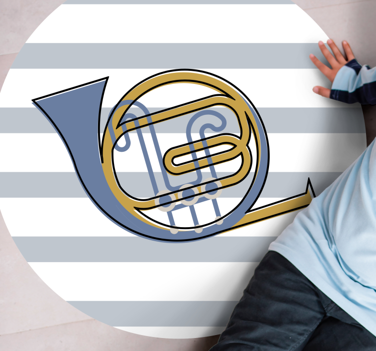 Tappeto vinile rotondo progettazione di corno musicale - TenStickers