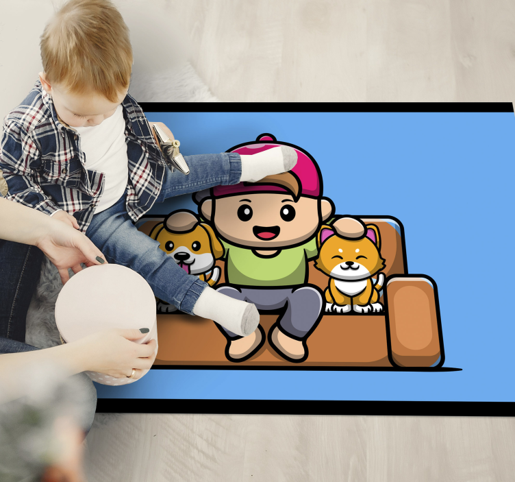 Tappeto vinile per bambini ragazzo con animali domestici - TenStickers