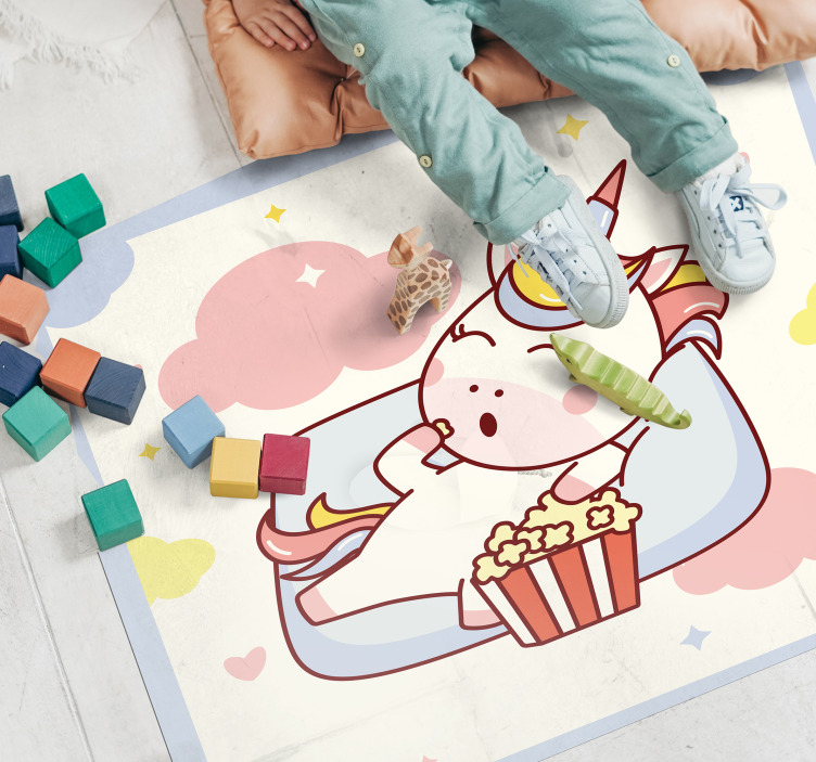 Tappeto vinile per bambini rilassamento del cinema unicorno - TenStickers