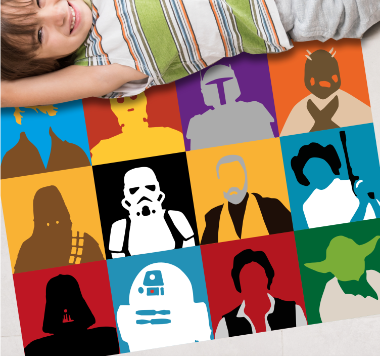 Tappeto vinile per bambini sagome di personaggi iconici - TenStickers