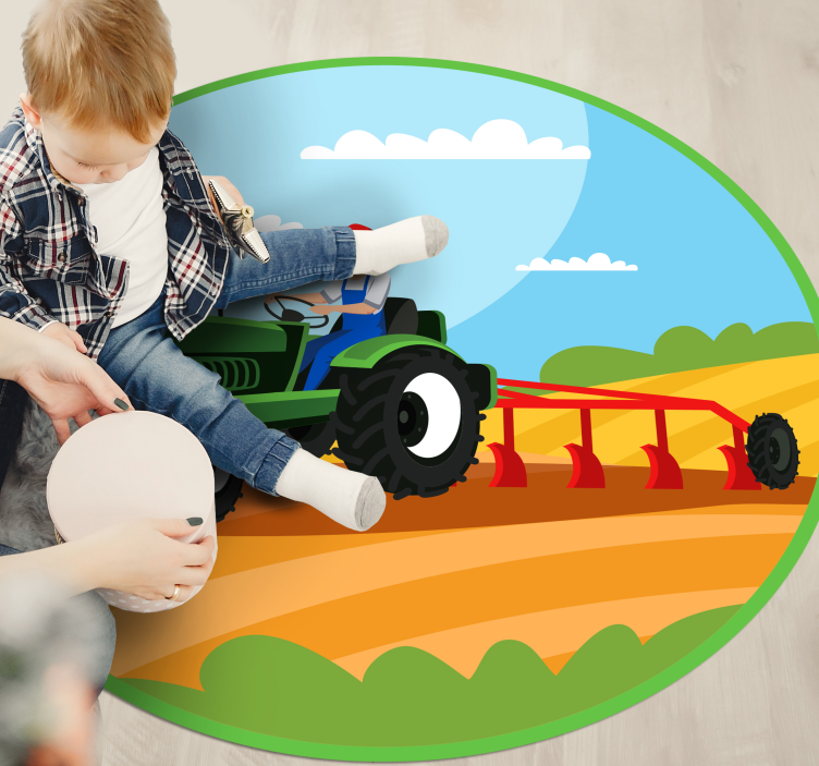 Tappeto vinile per bambini scena del trattore agricolo - TenStickers