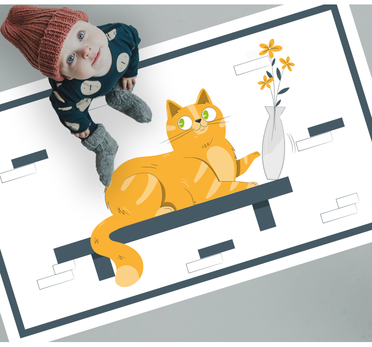 Tappeto vinile per bambini scena di gatto giocoso - TenStickers
