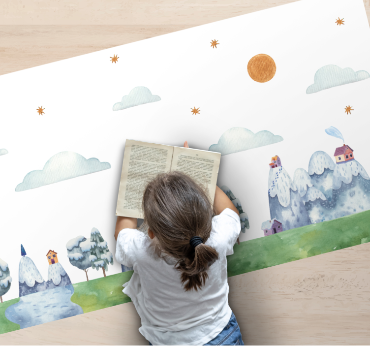 Tappeto vinile per bambini scena di paesaggio incantato - TenStickers