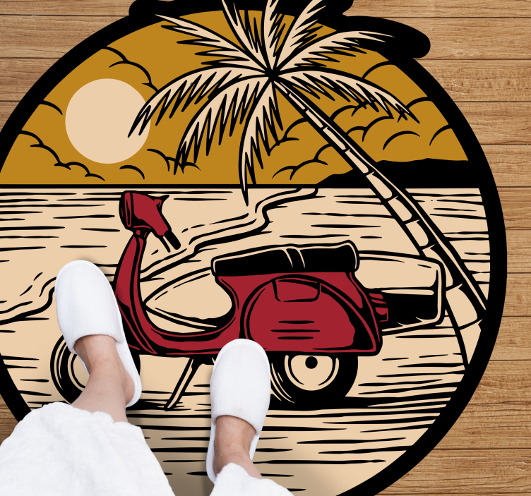Tappeto vinile per bambini scena di scooter tropicale - TenStickers