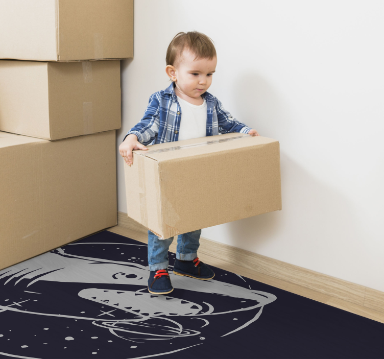 Tappeto vinile per bambini spazio squalo cosmico - TenStickers