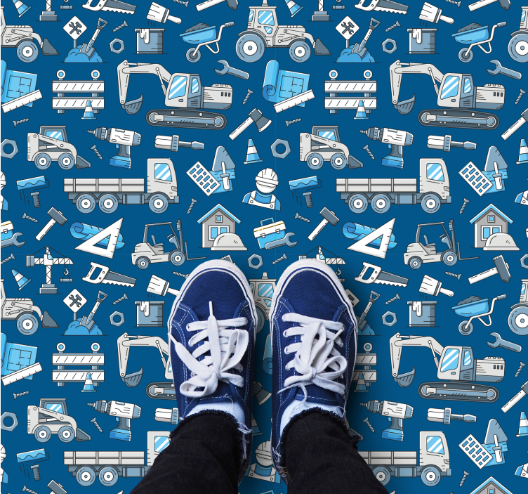 Tappeto vinile per bambini stampa attrezzi da costruzione - TenStickers